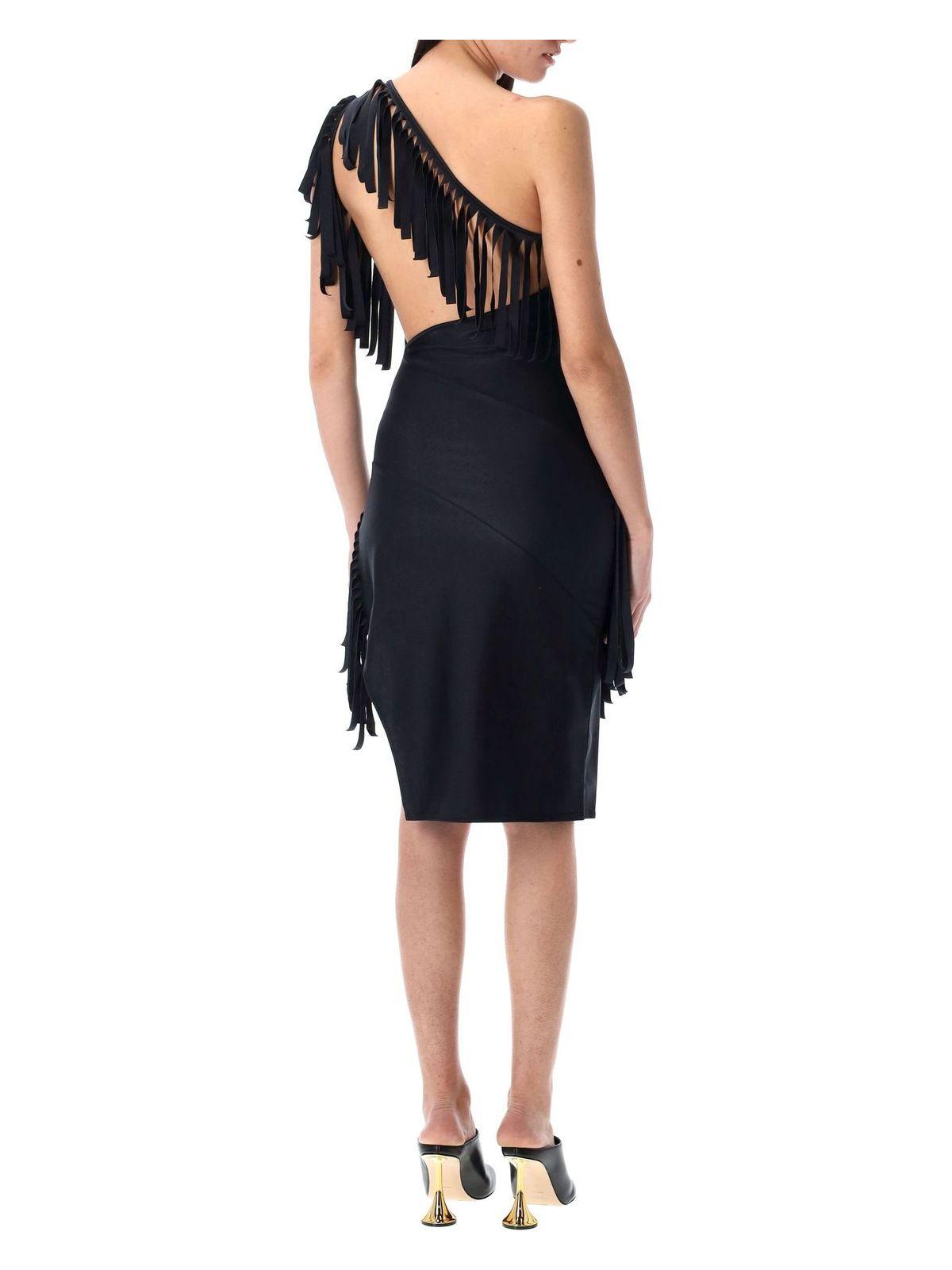 Coperni Women's Asymmetric Fringed Mini Dress in Black