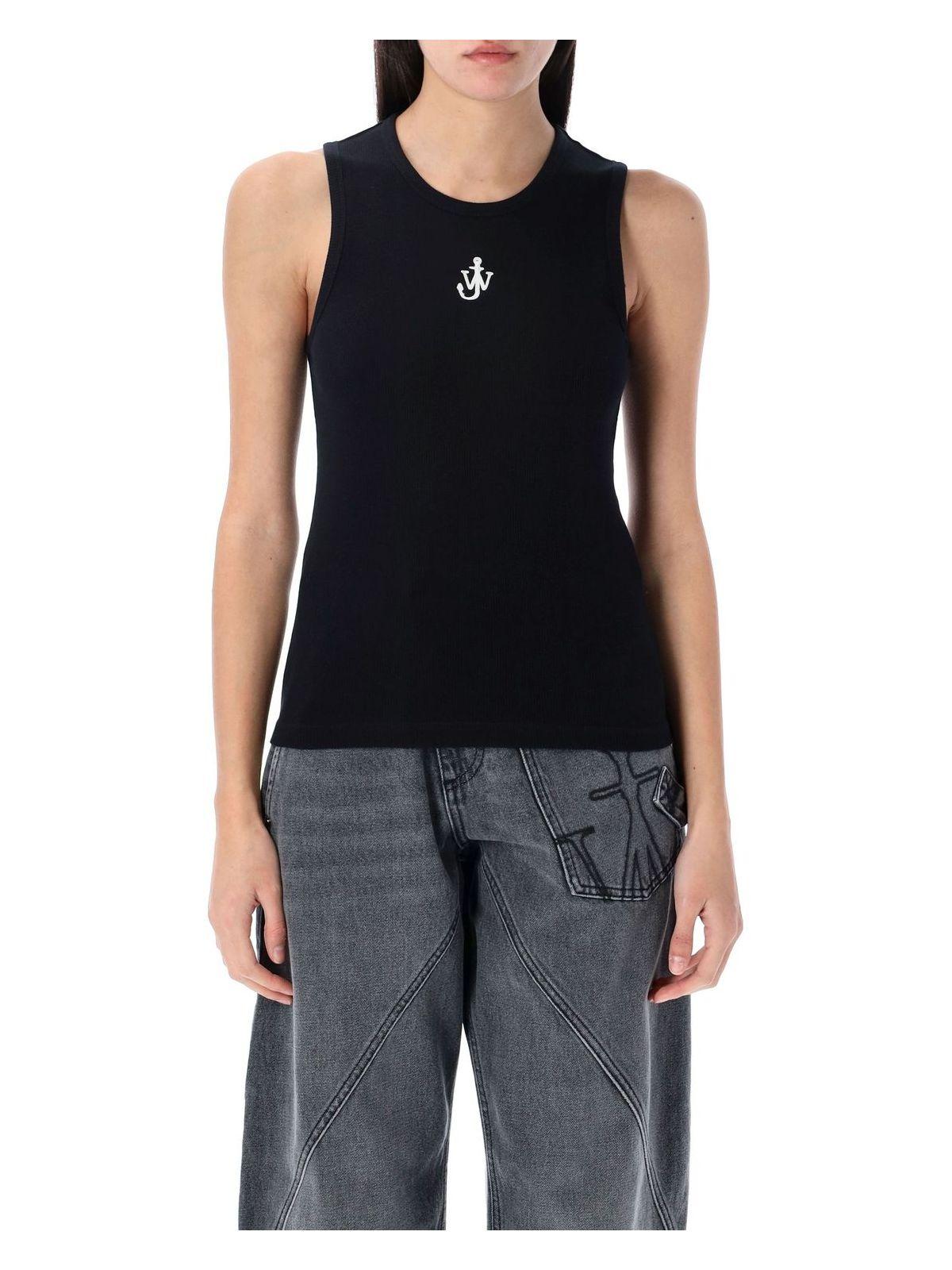Jw Anderson Women's Anchor Logo Embroidery Tank Top in Black