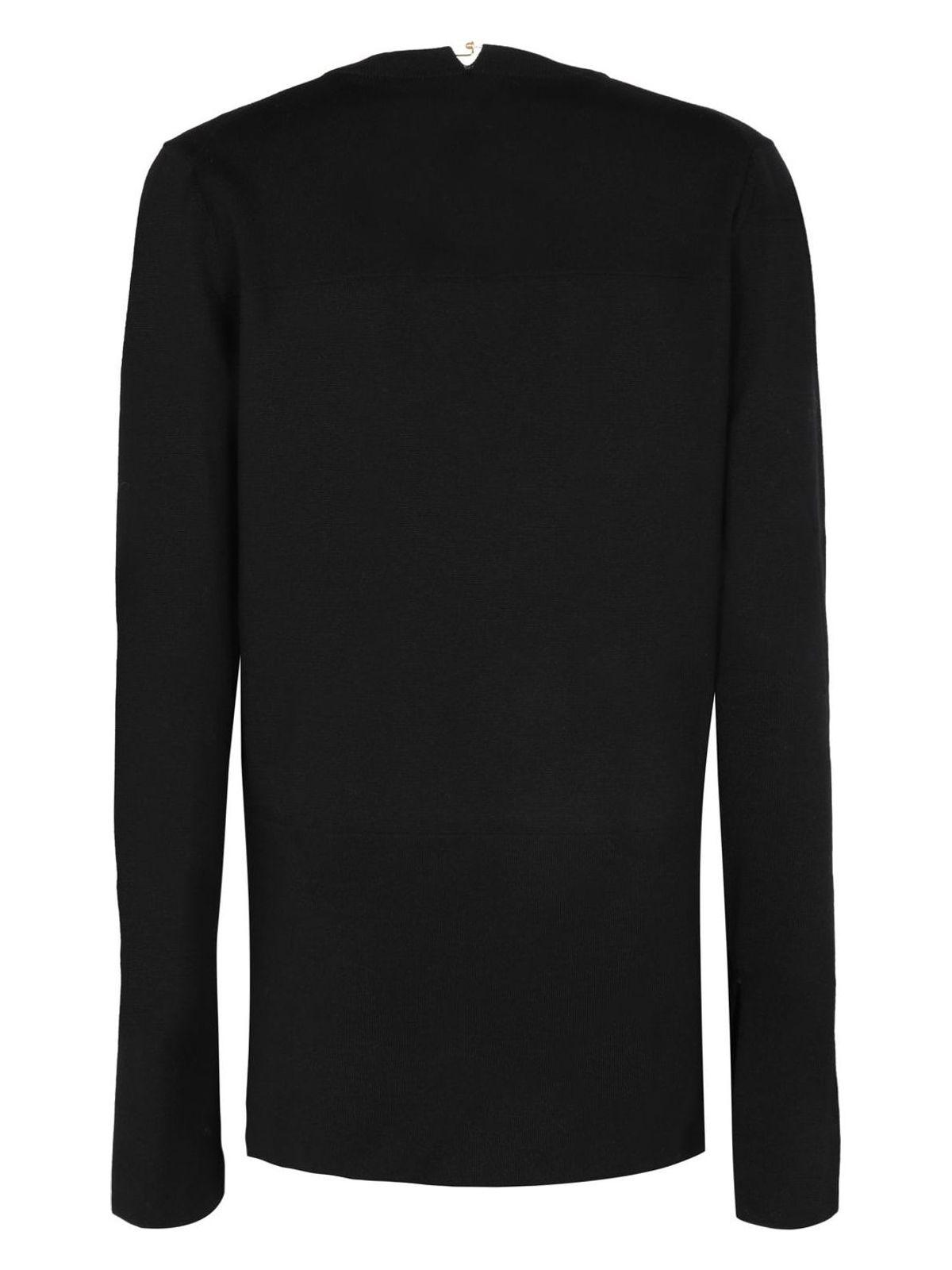 Jil Sander Women's Wool Sweater & Superfine Merino Crew Neck Knit with Integrated Jewel Necklace
