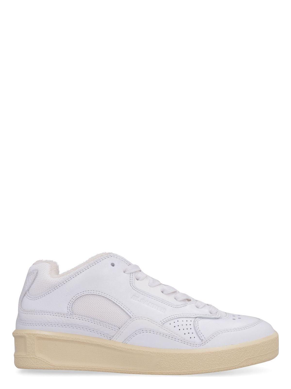 Jil Sander Women's Leather Low-Top and Basket Sneakers in White