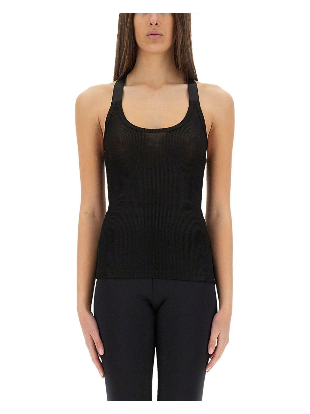 Off-White Women's Viscose Top With Logo in Black