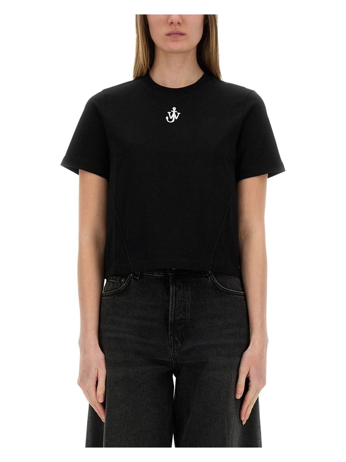 Jw Anderson J. W. Anderson Anchor Embroidery Panelled Cropped T-shirt