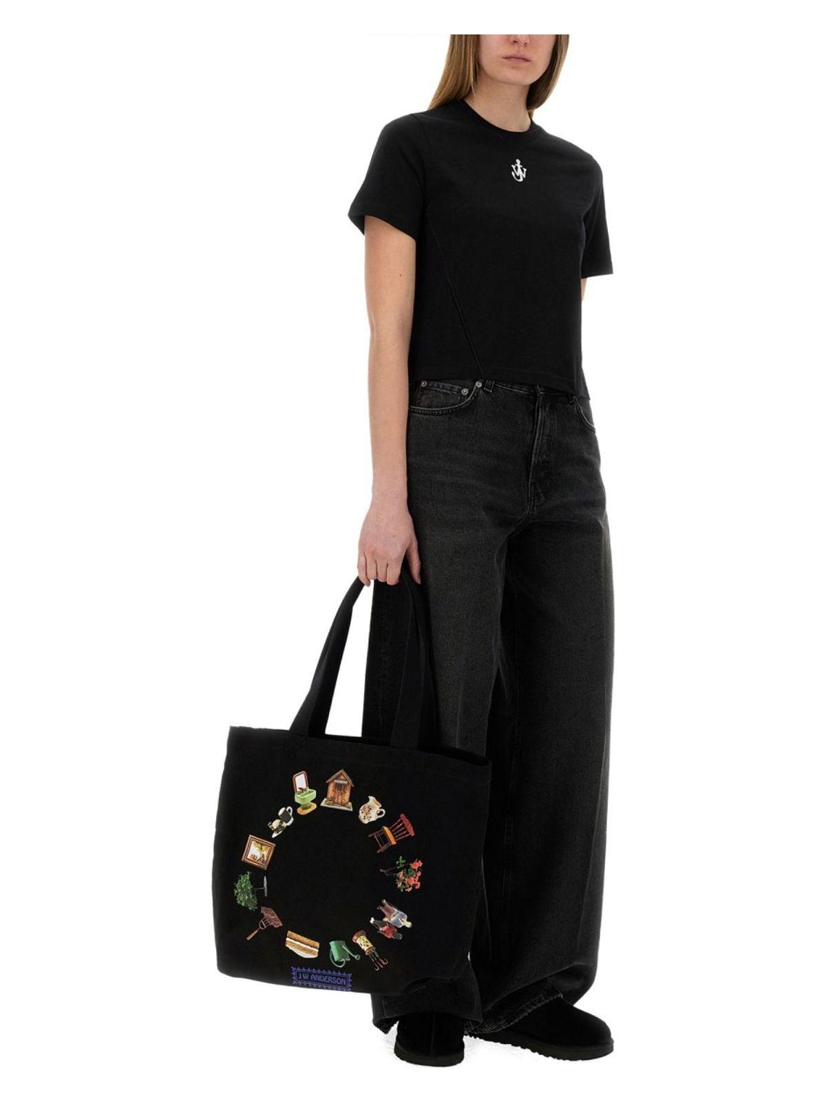 Jw Anderson J. W. Anderson Anchor Embroidery Panelled Cropped T-shirt