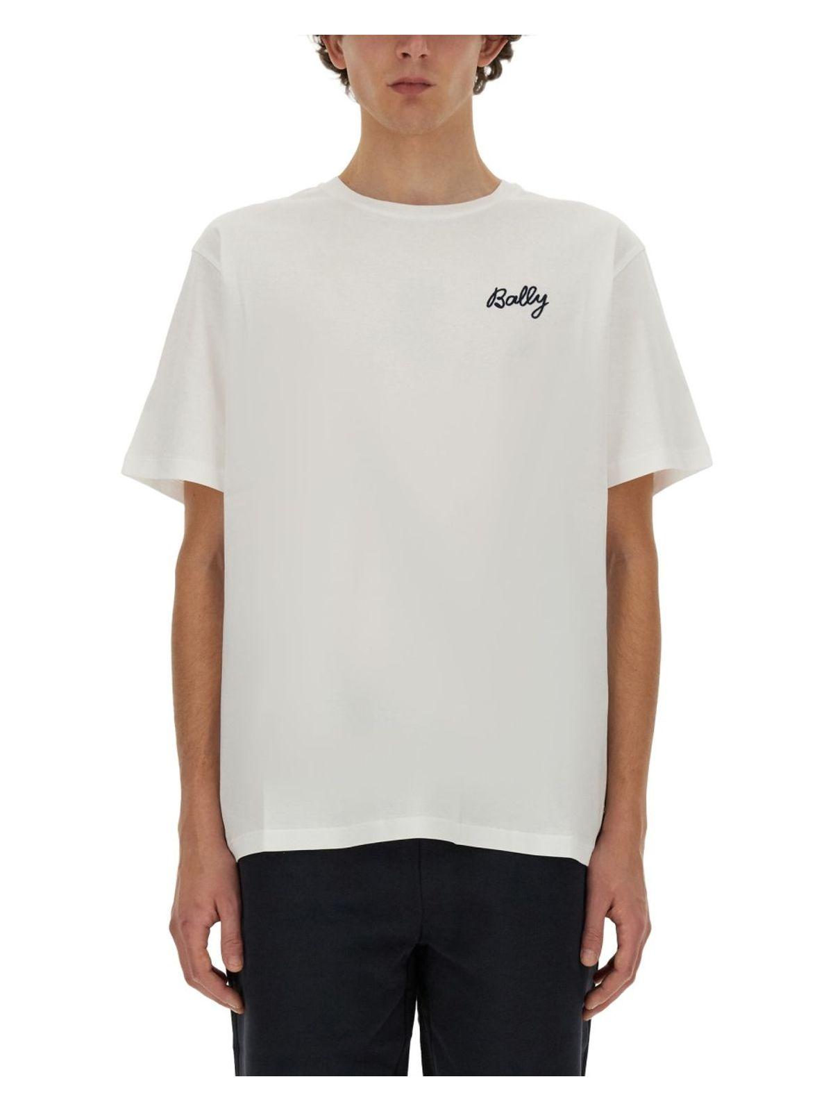 Bally Men's T Shirt With Logo in White