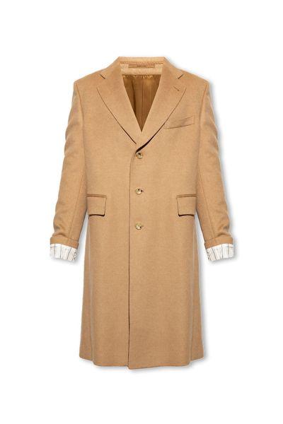 Gucci Camel Wool Coat and Men's Leather Single Breasted Coat