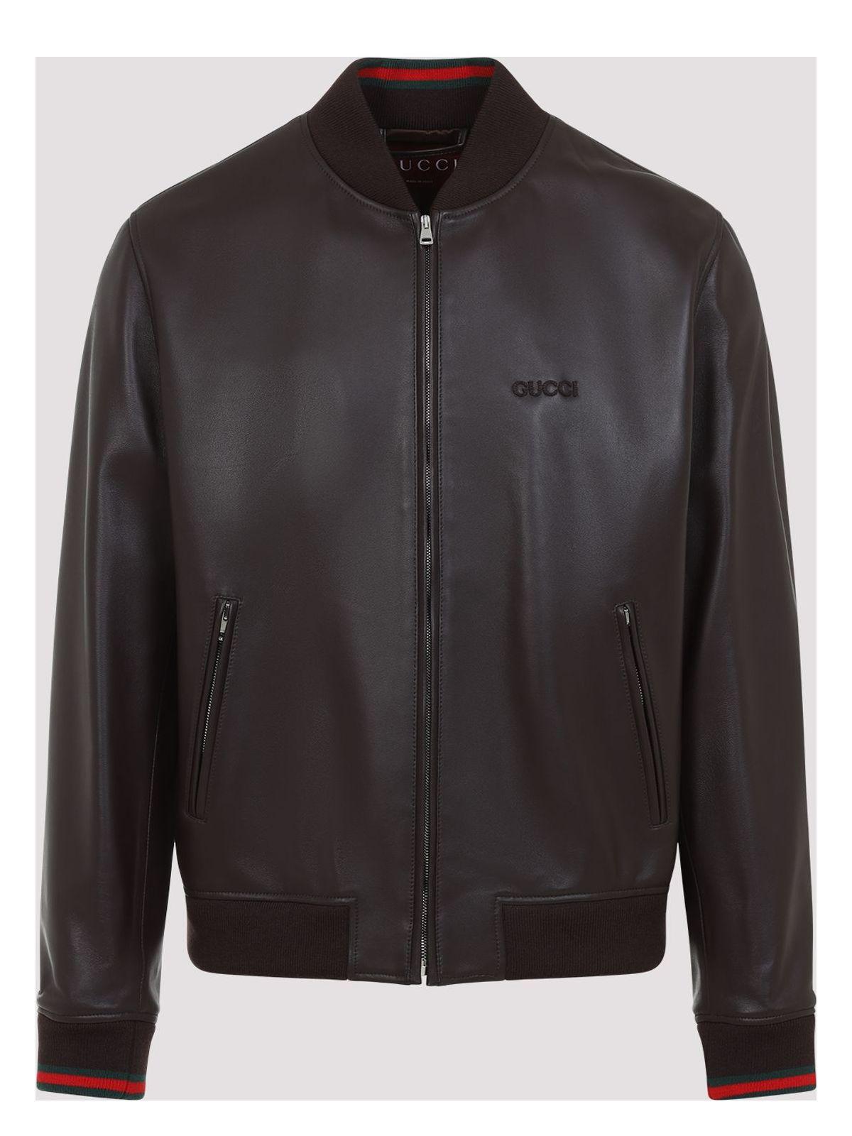 Gucci Women's Dark Leather Bomber Jacket