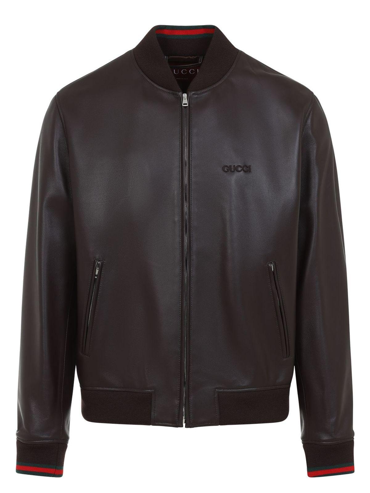 Gucci Women's Dark Leather Bomber Jacket