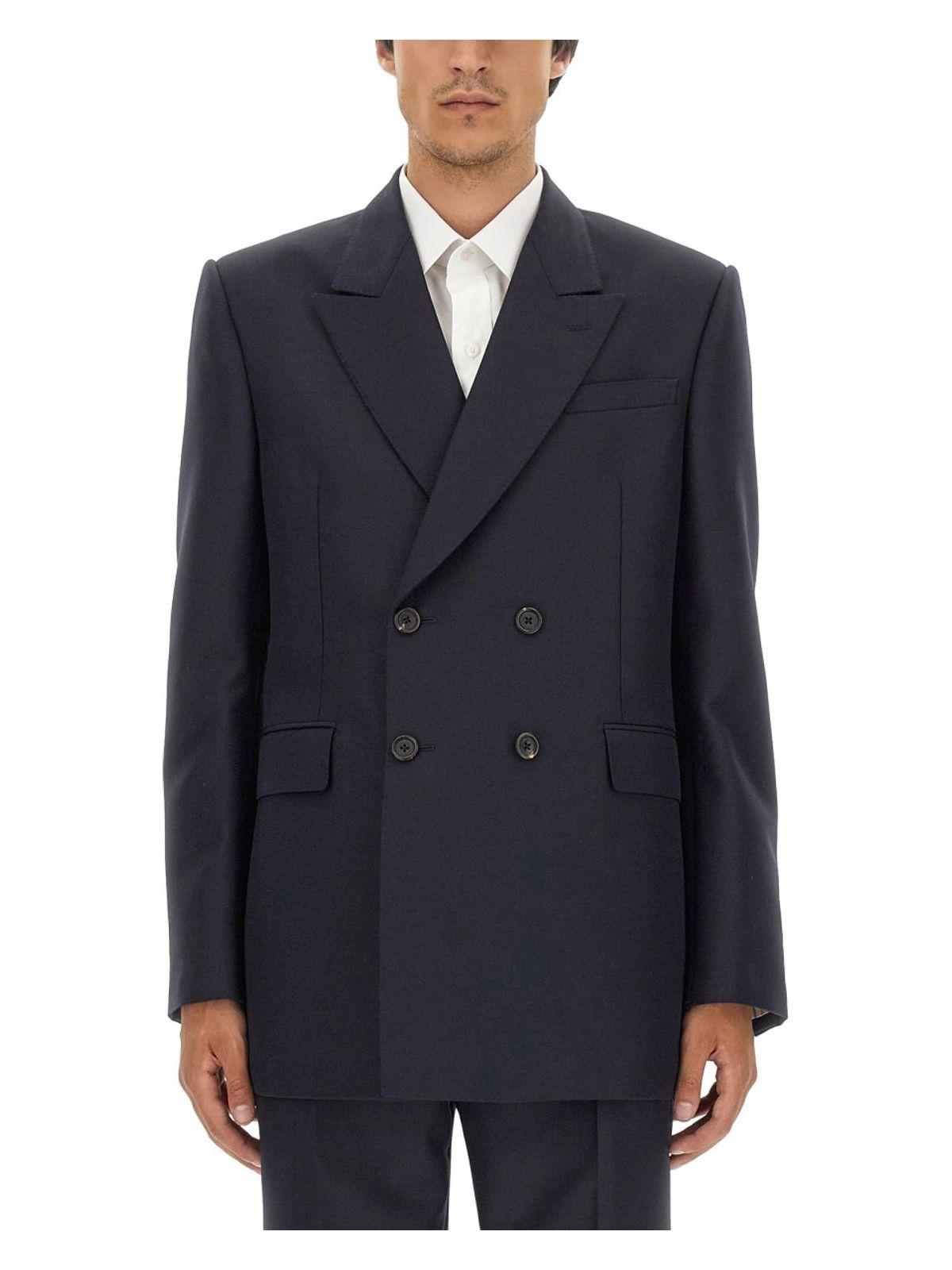 Alexander Mcqueen Men's Double-Breasted Jacket in Black and Blue