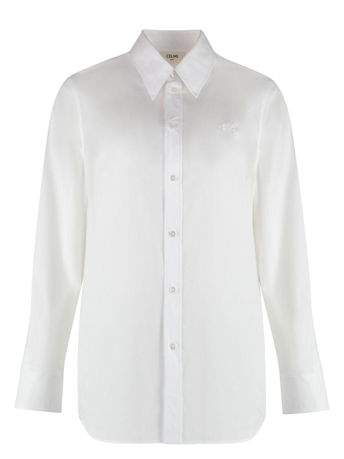 Celine Women's Tomboy Cotton Poplin Shirt in White
