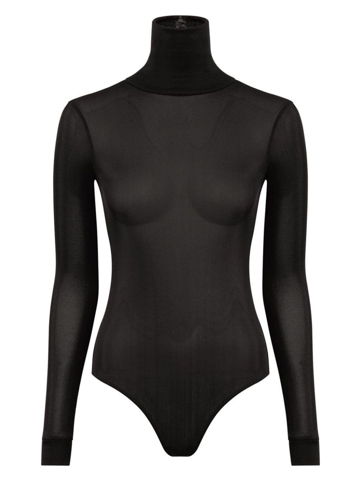 Maison Margiela Women's High Neck Bodysuit With Long Sleeves in Black