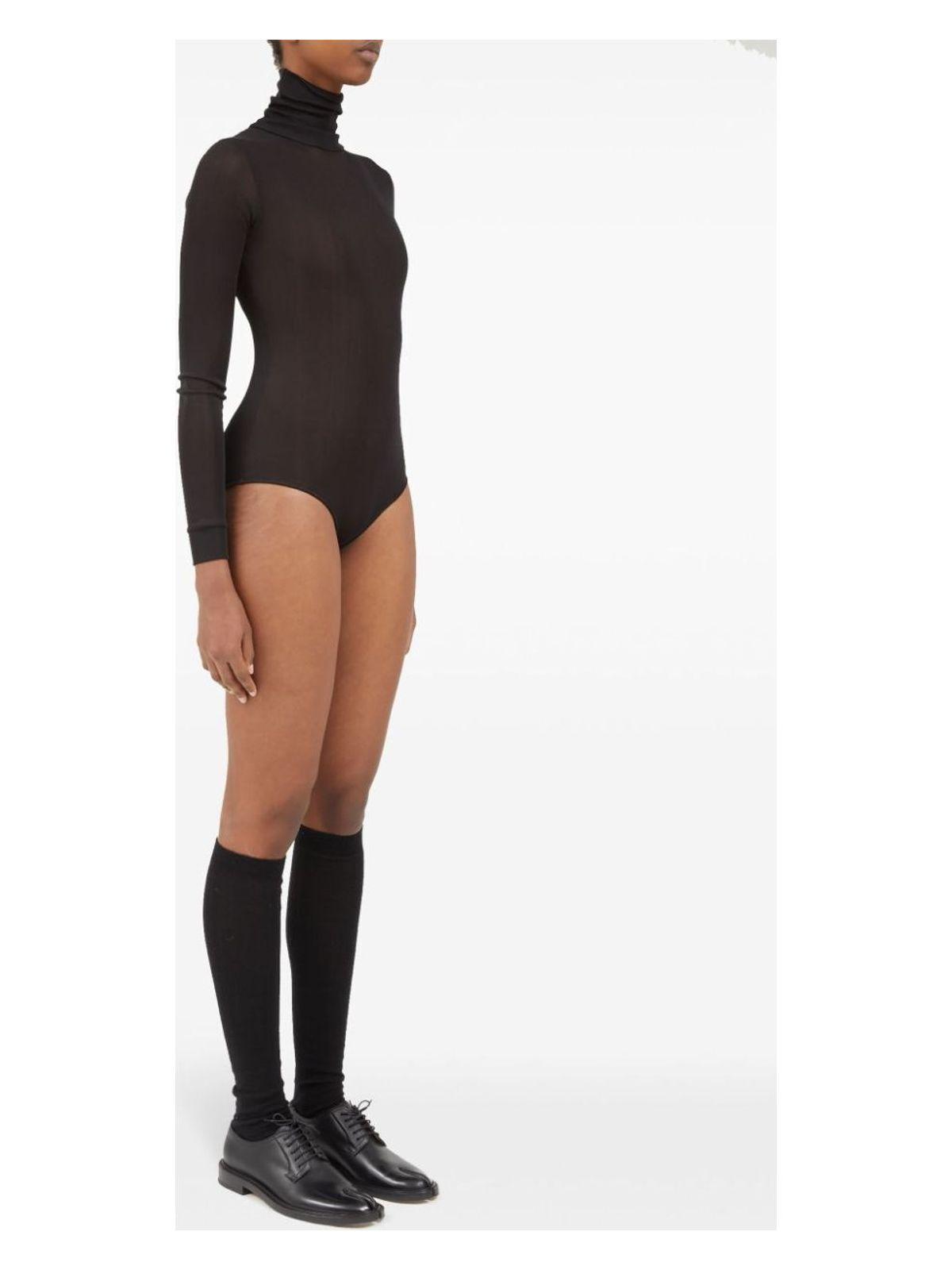 Maison Margiela Women's High Neck Bodysuit With Long Sleeves in Black