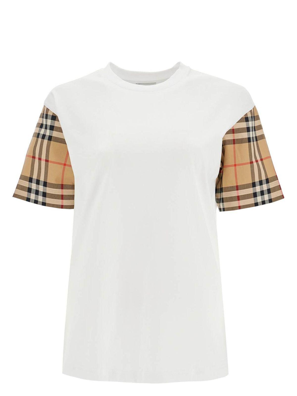Burberry Women's Check Sleeve Cotton T-Shirt
