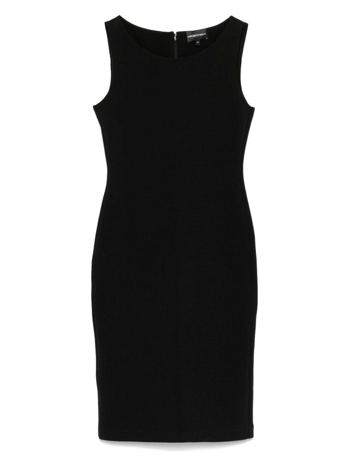 Emporio Armani Women's Cotton Short Dress and Ottoman Jersey Midi Dress in Black