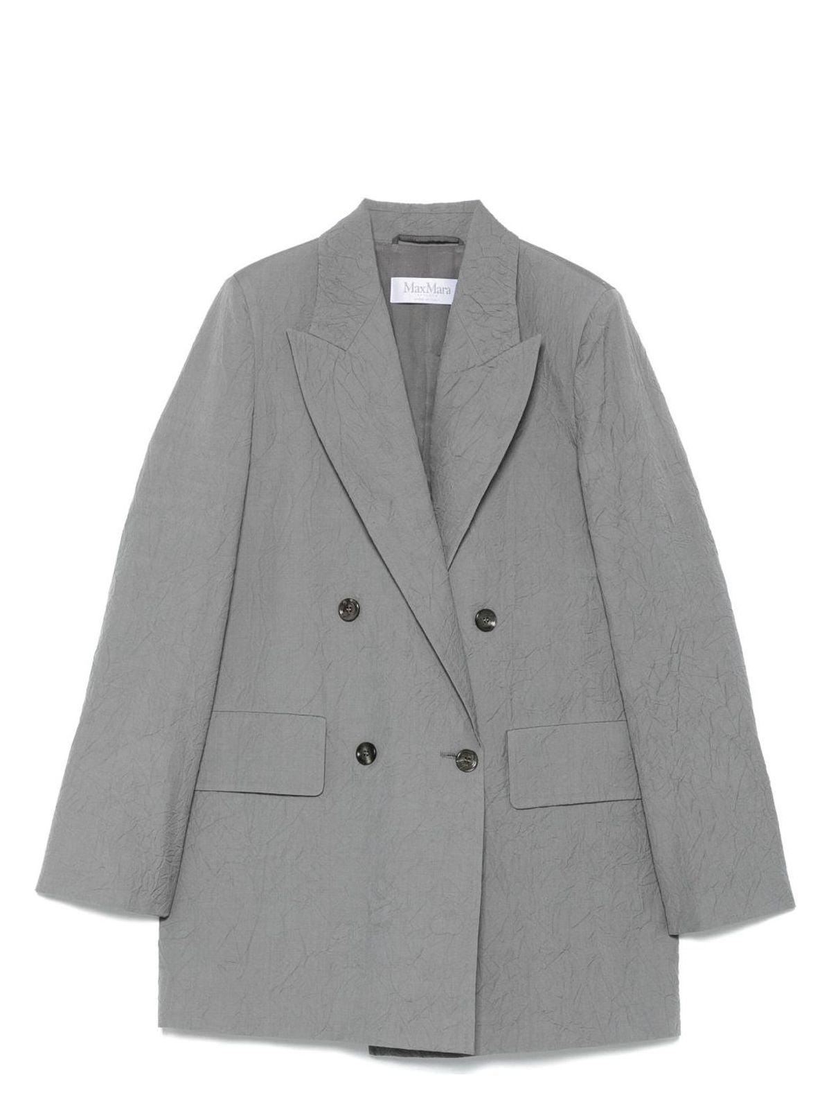 Max Mara Women's Wool Double-Breasted Jacket in Grey