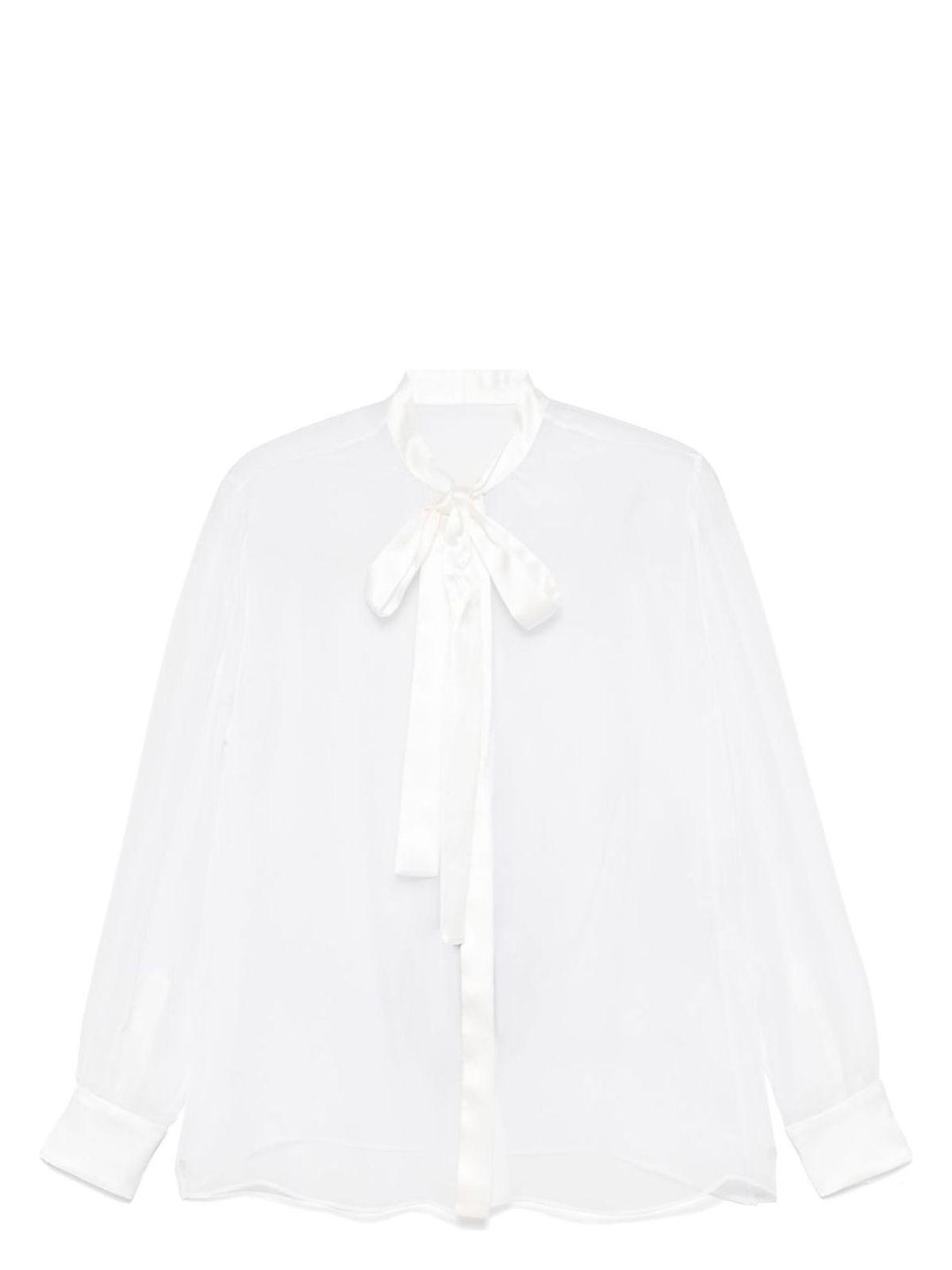 Dolce & Gabbana Women's Chiffon Shirt With Bow in White