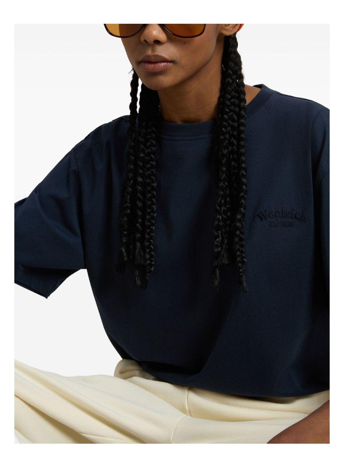 Woolrich Women's Logo Cotton T-Shirt in Blue