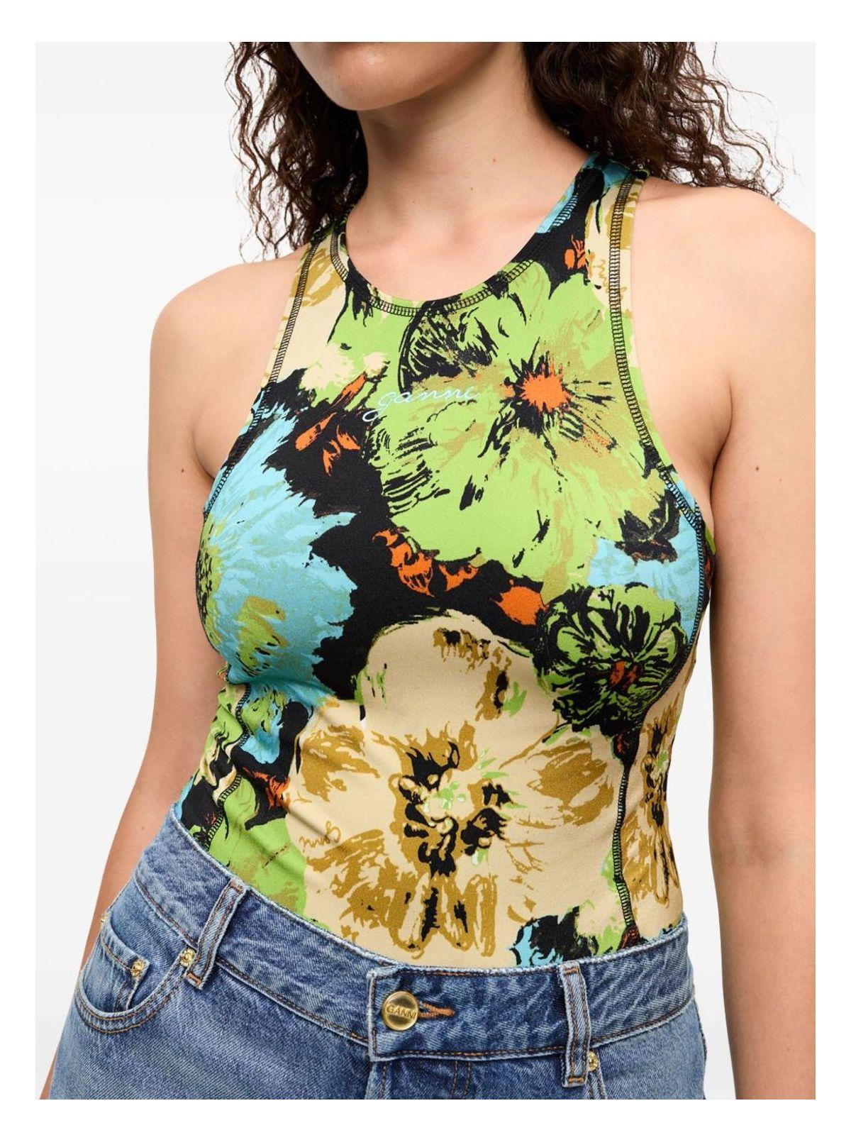 Ganni Women's Printed Bodysuit