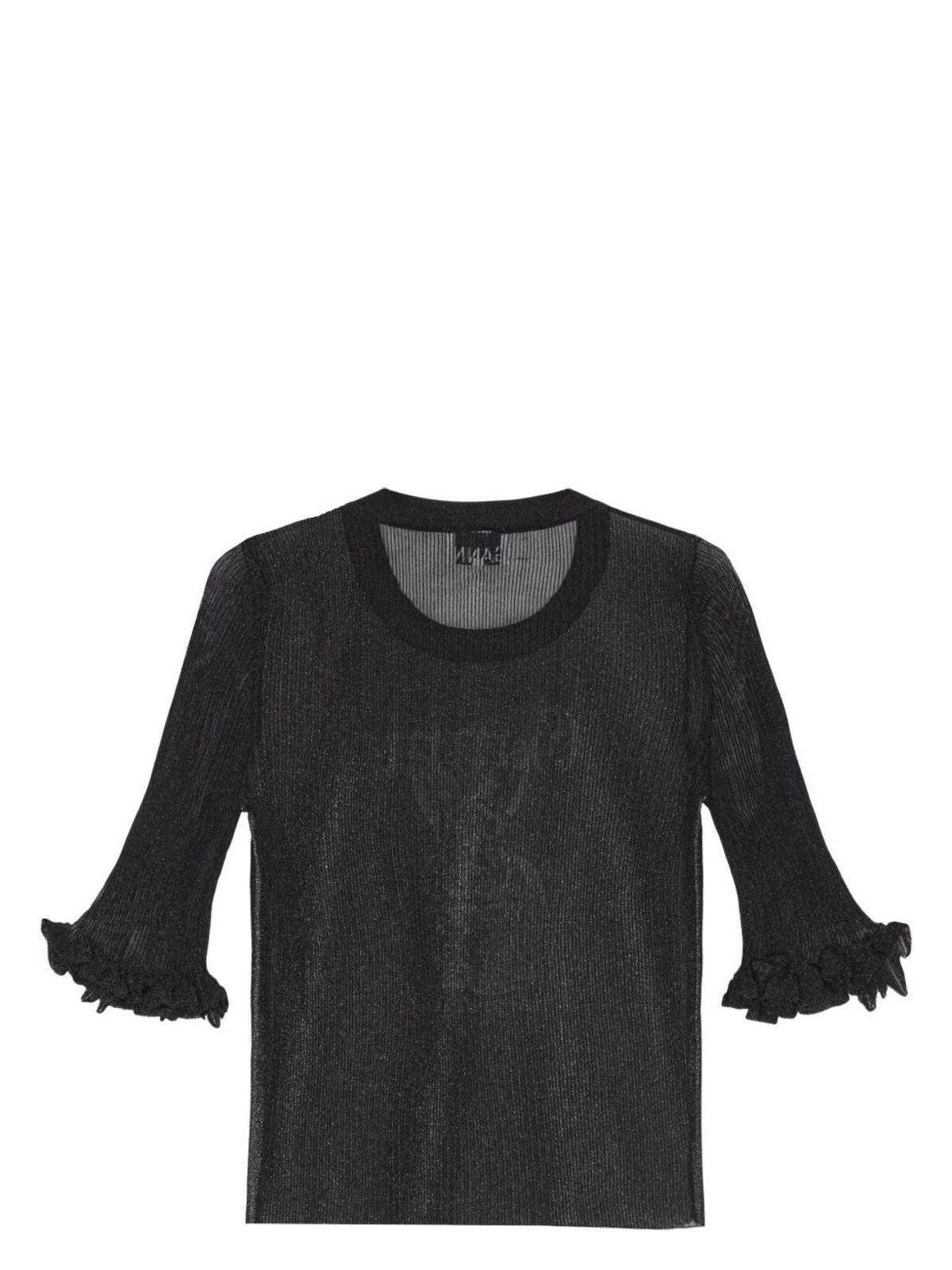 Ganni Women's Bunny Crewneck Top in Black