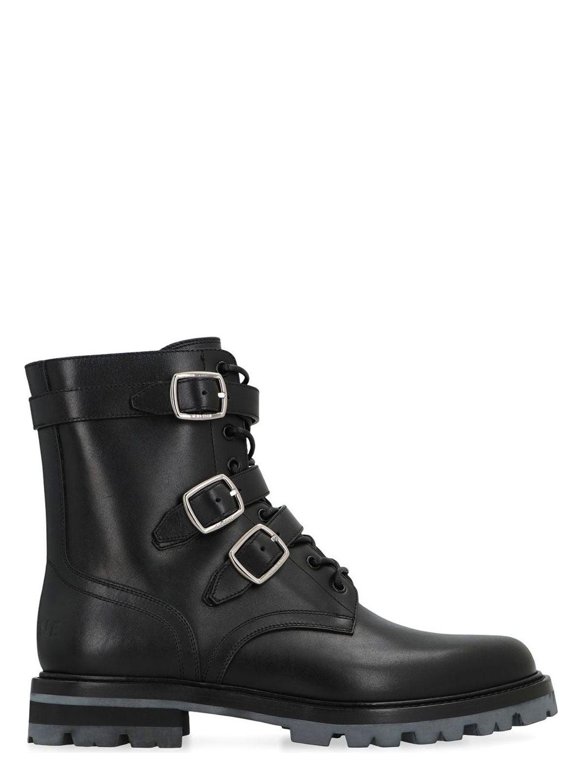 Celine Maggie Leather Lace-Up Boots in Black
