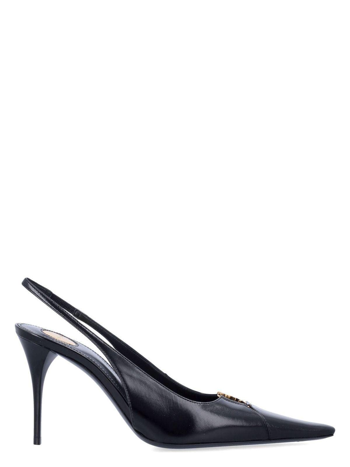 Saint Laurent Babylone Breteuil Leather Slingback Pumps in Black
