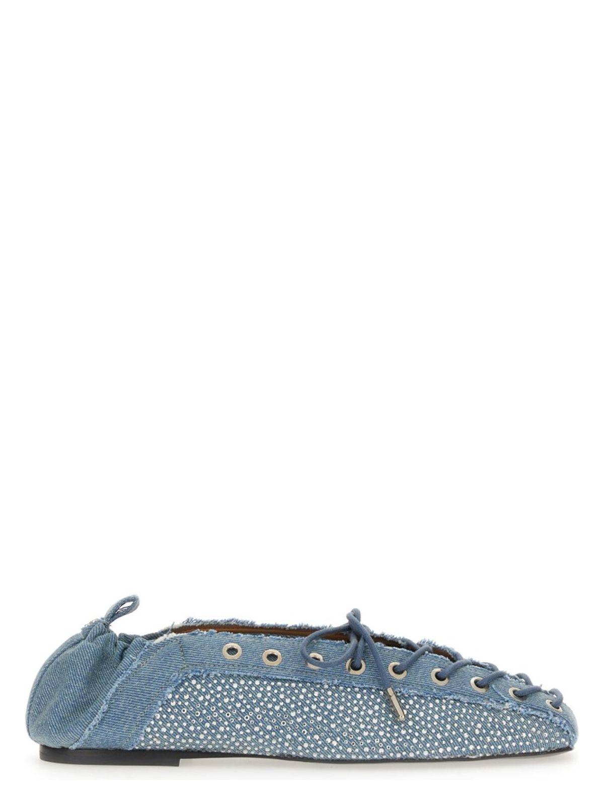 Ganni Women's Eyelets Ballerina Flat Shoes in Blue