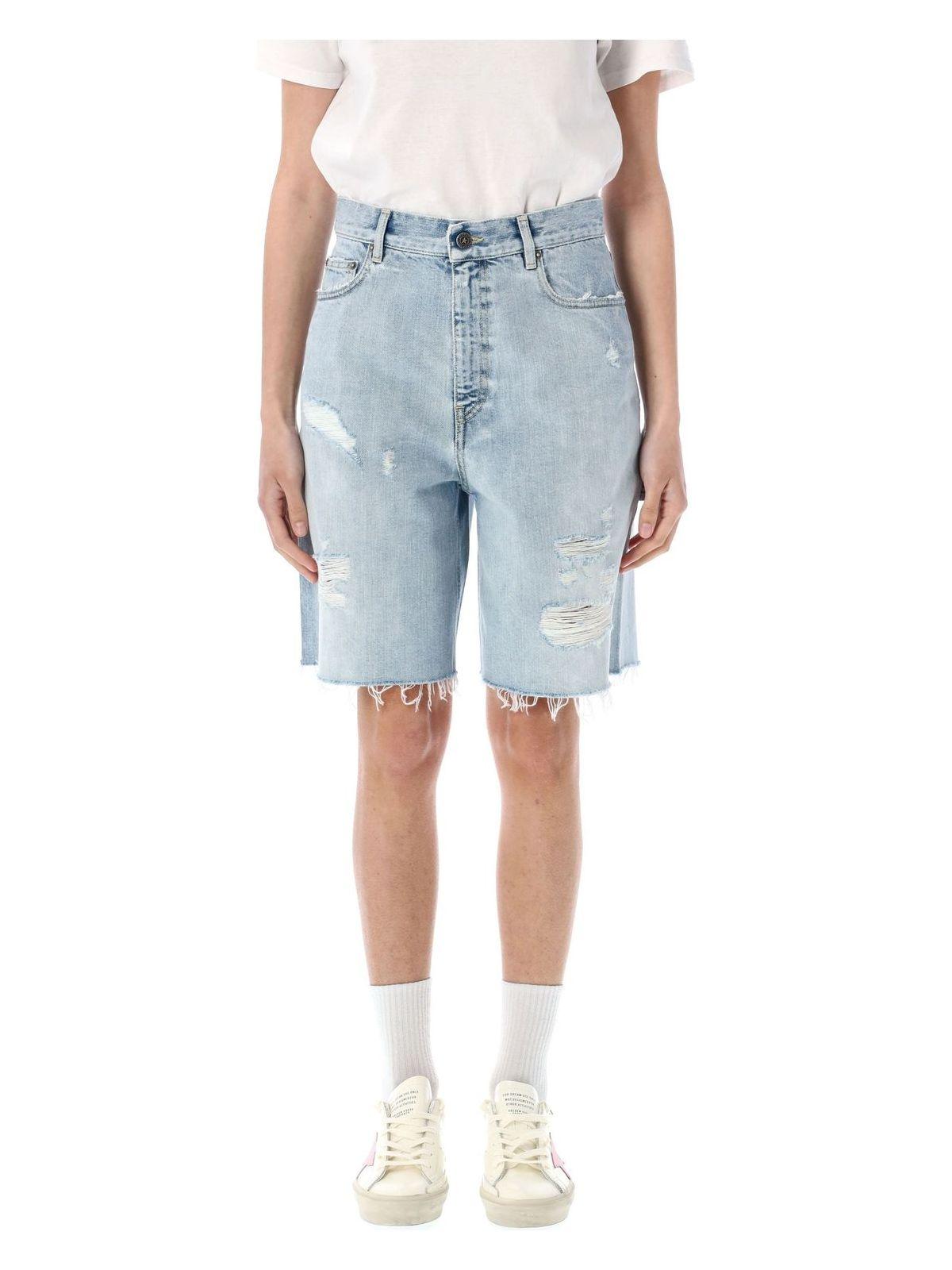 Golden Goose Distressed Denim Bermuda Shorts