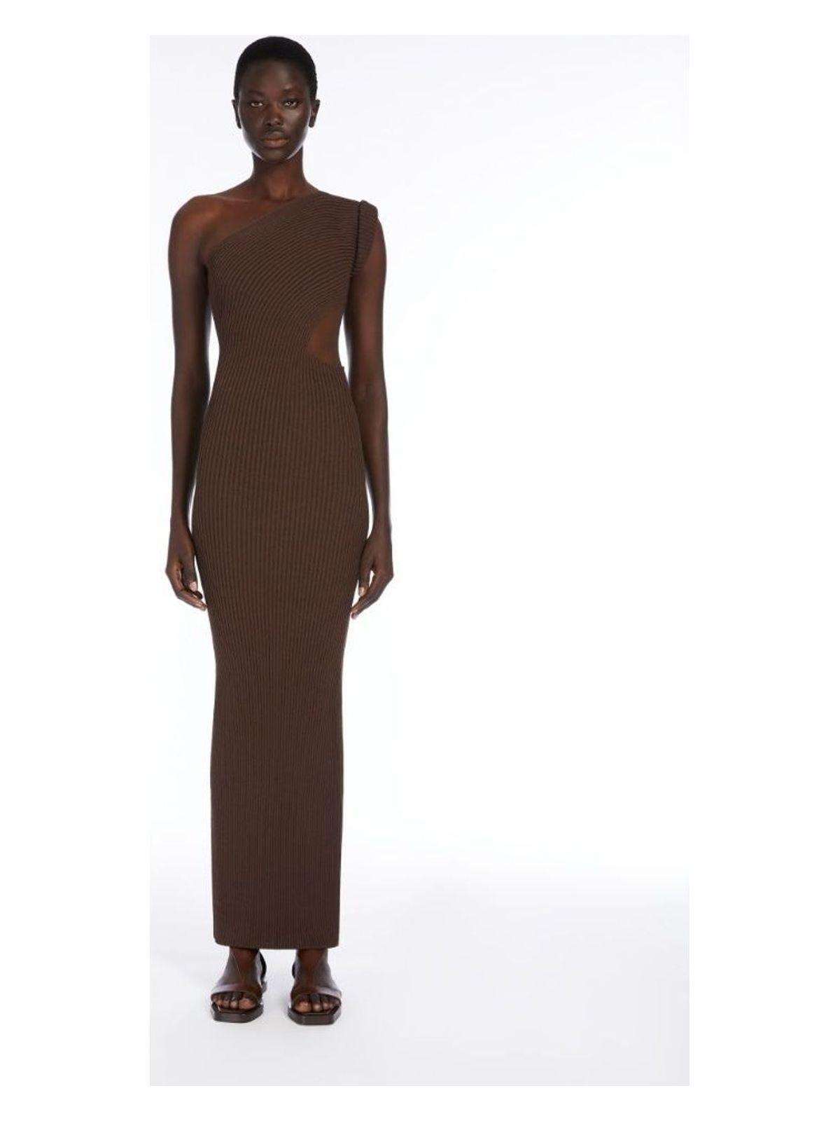 Max Mara Women's Arda1234 Knitted Dress and Ribbed Viscose Dress in Brown