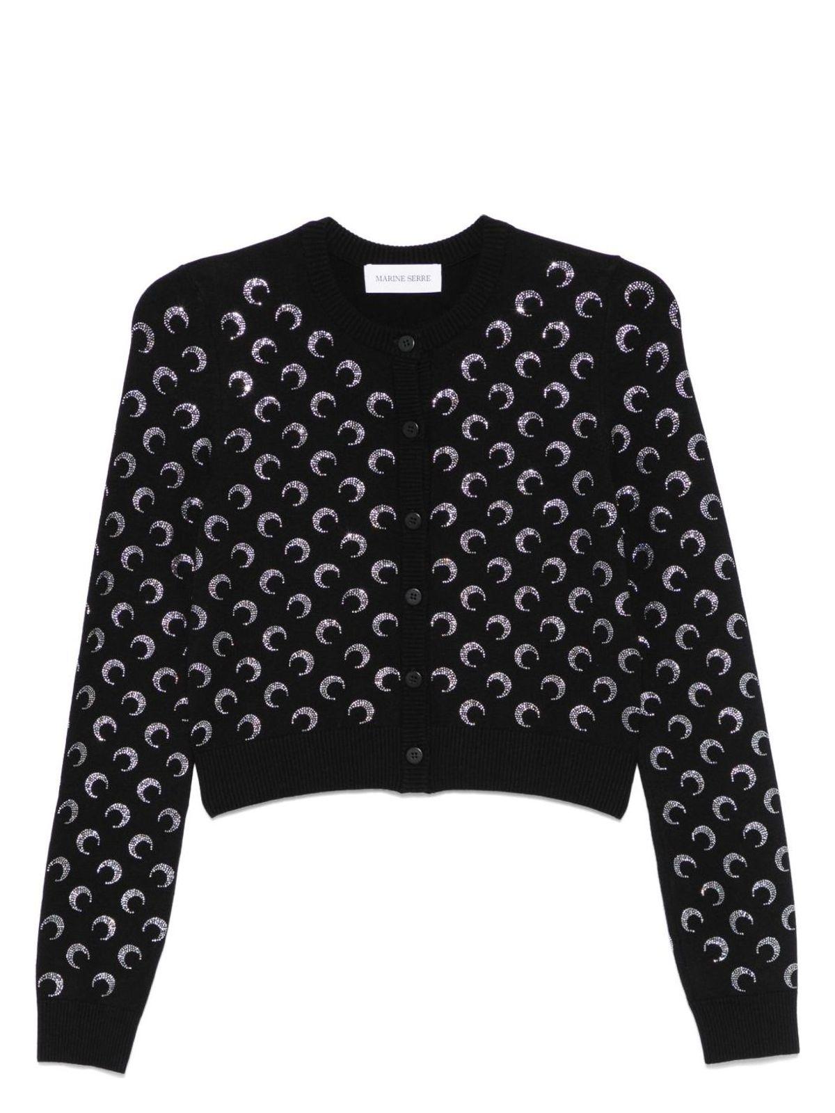 Marine Serre Moon Strass Cardigan in Black