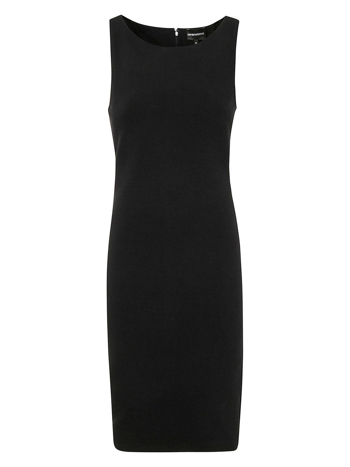 Emporio Armani Women's Cotton Short Dress and Ottoman Jersey Midi Dress in Black
