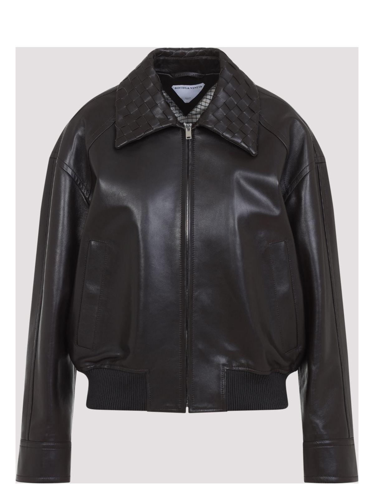 Bottega Veneta Women's Leather Jacket in Brown