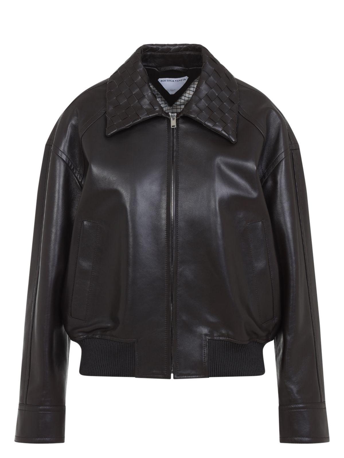 Bottega Veneta Women's Leather Jacket in Brown