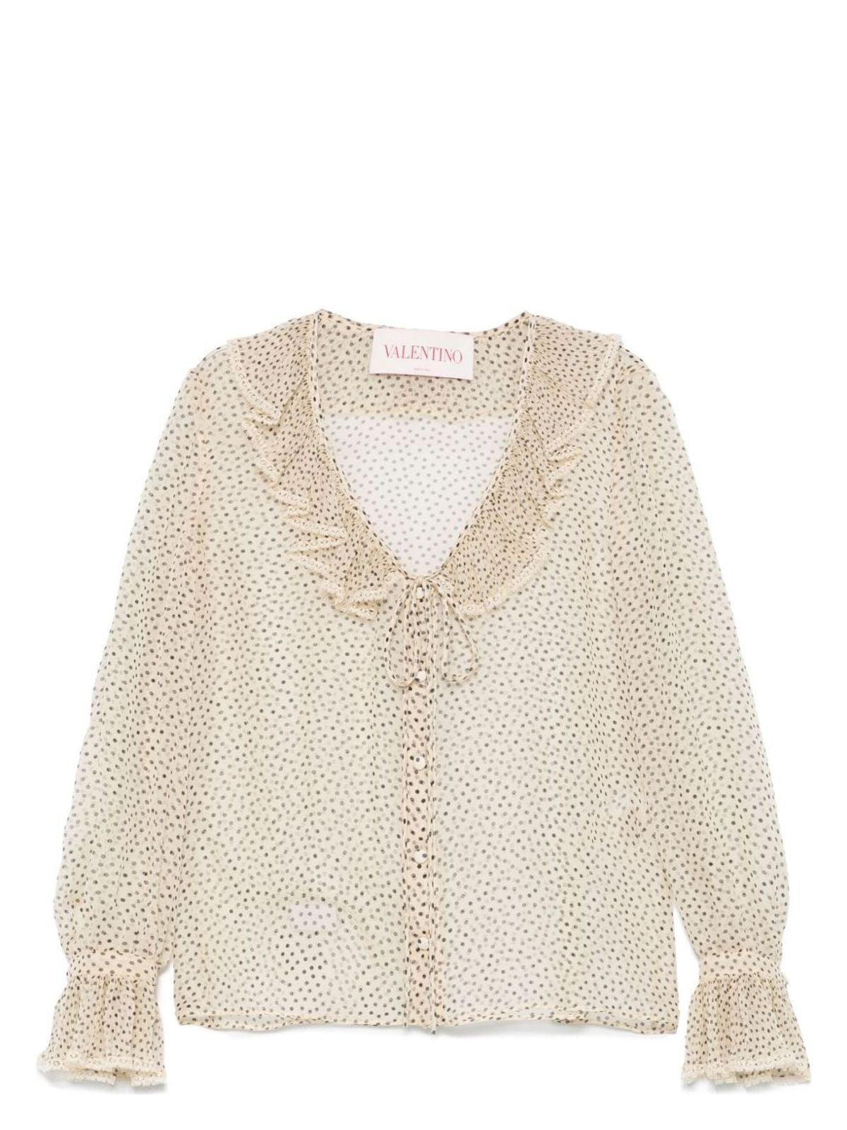Valentino Women's Silk Chiffon Blouse Shirt in Beige