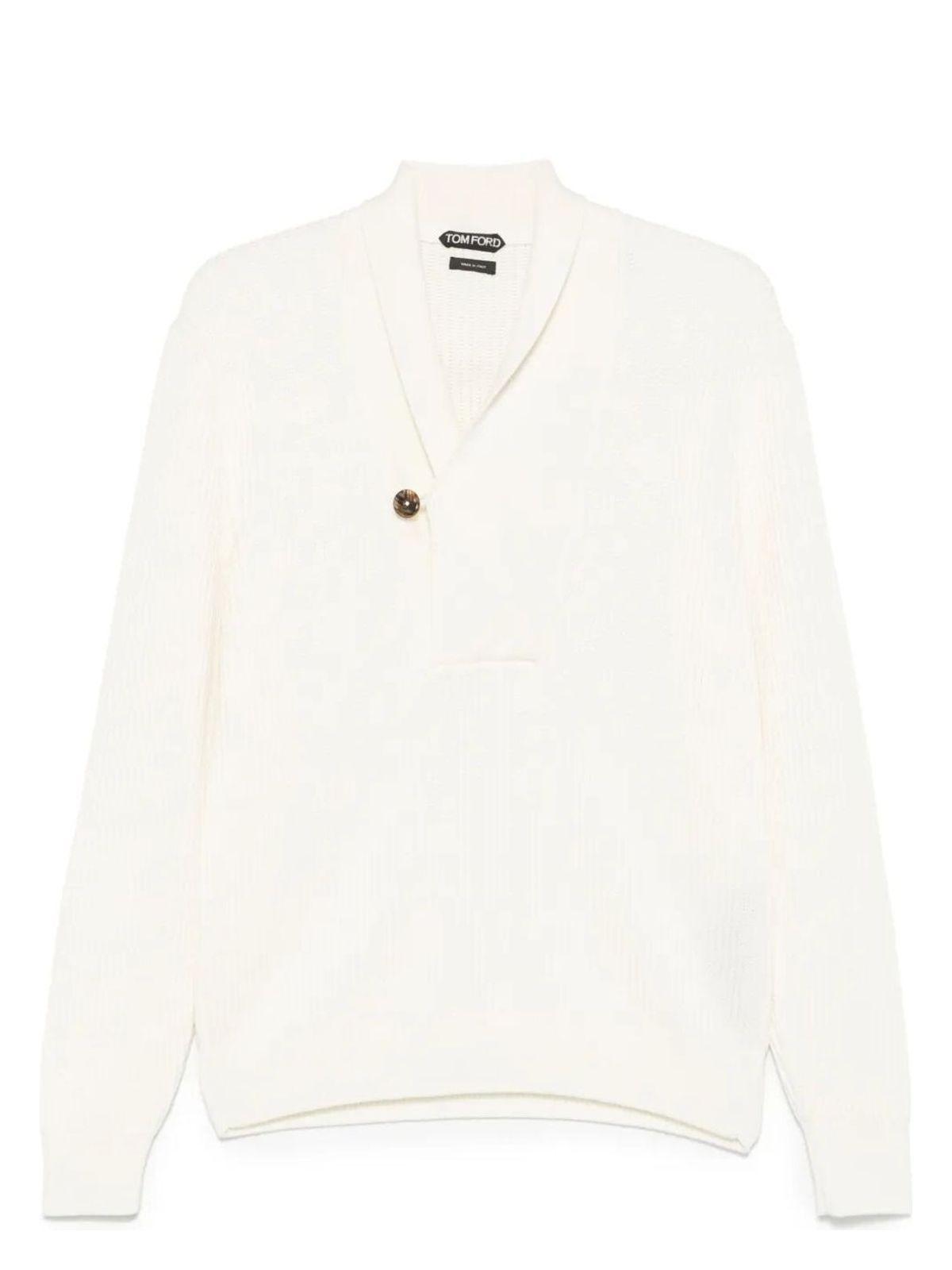 Tom Ford Men's Shawl Collar Knitwear in White