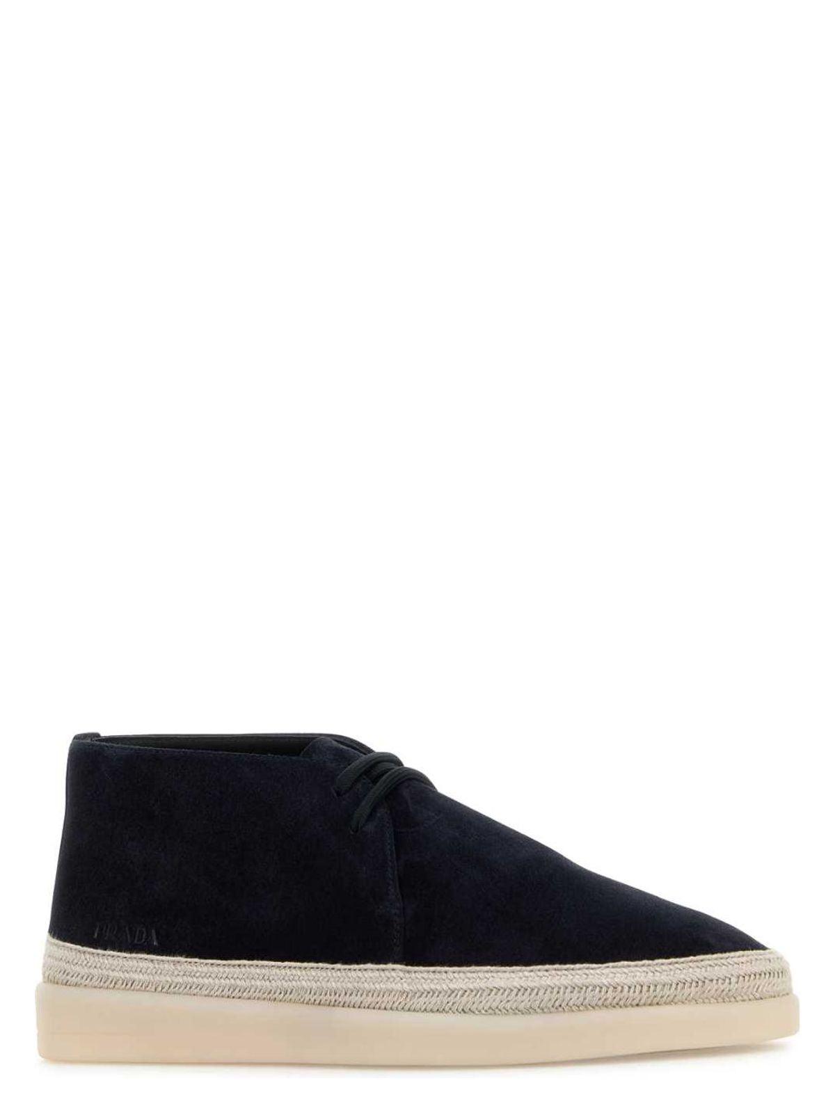 Prada Midnight Blue Suede Ankle Boots