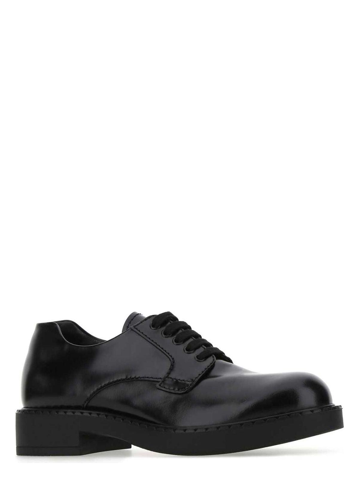 Prada Black Leather Lace-up Shoes