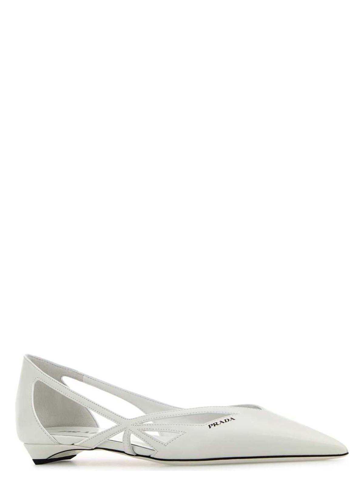 Prada White Leather Ballerinas