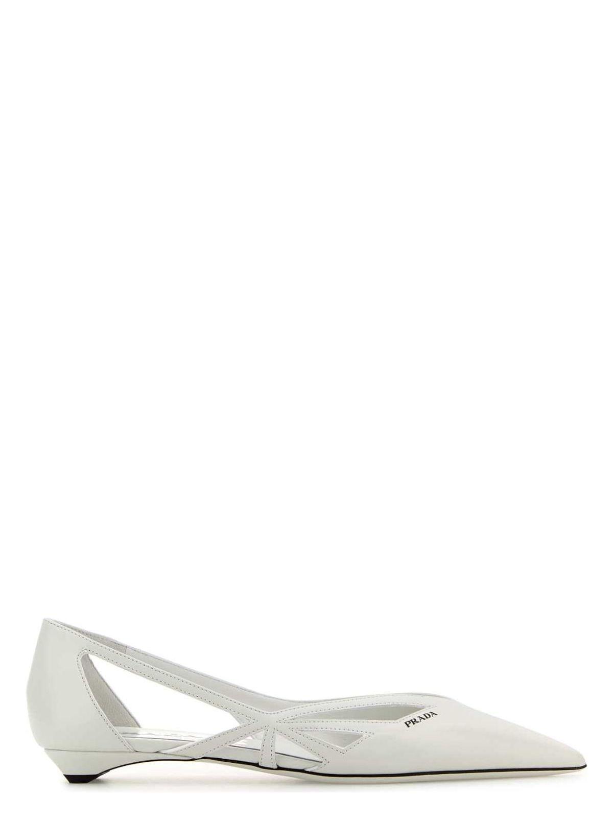 Prada White Leather Ballerinas