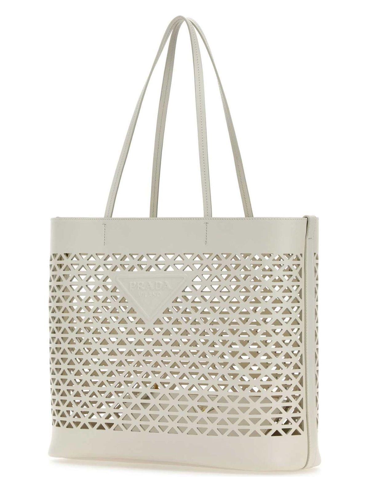 Prada Women's Leather Shopping Bag in White