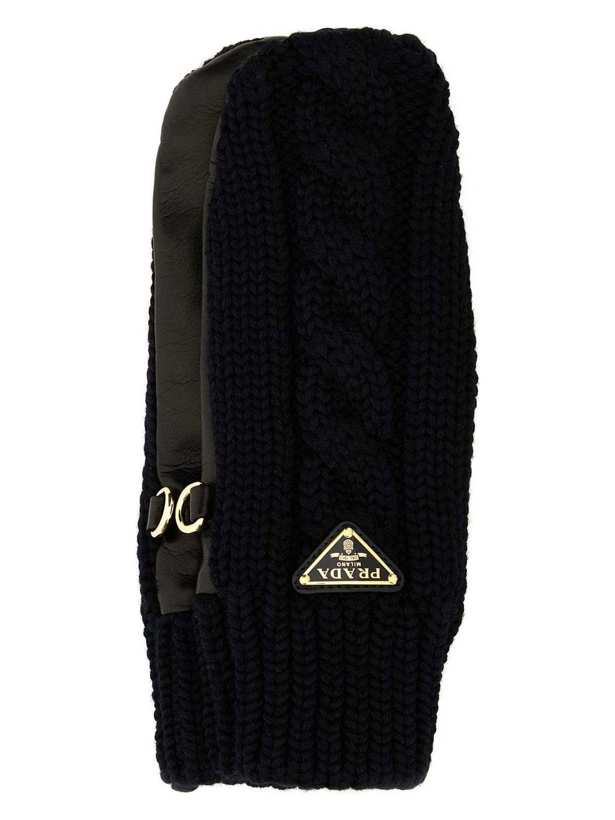 Prada Black Stretch Wool Blend Gloves