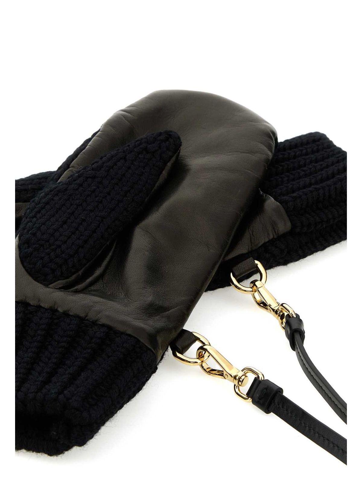 Prada Black Stretch Wool Blend Gloves