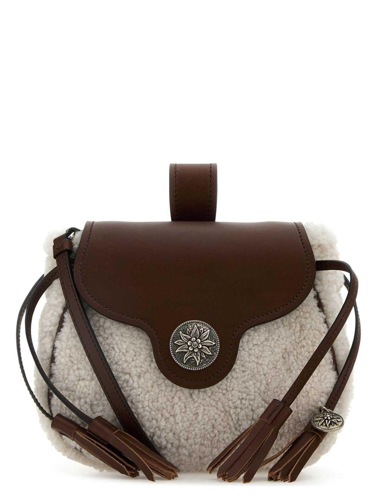 Prada Women's Sand Shearling Crossbody Bag in Beige O Tan
