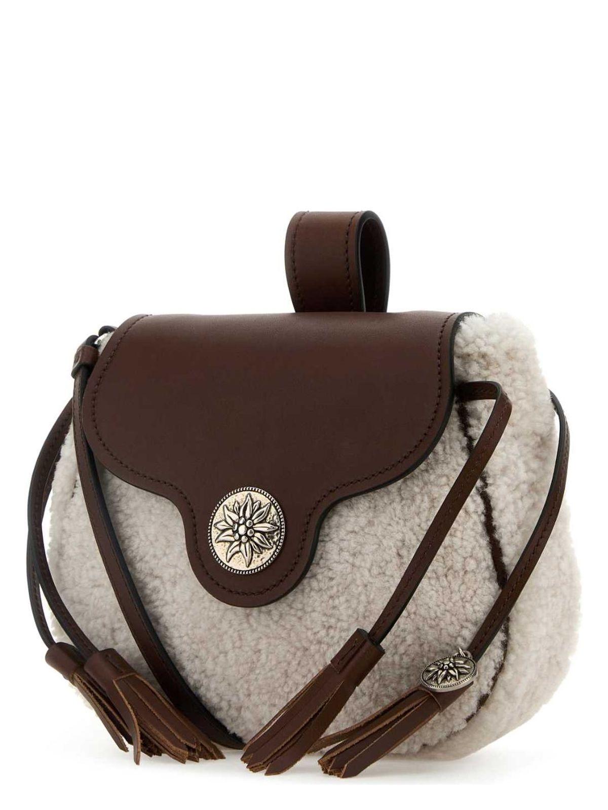 Prada Women's Sand Shearling Crossbody Bag in Beige O Tan