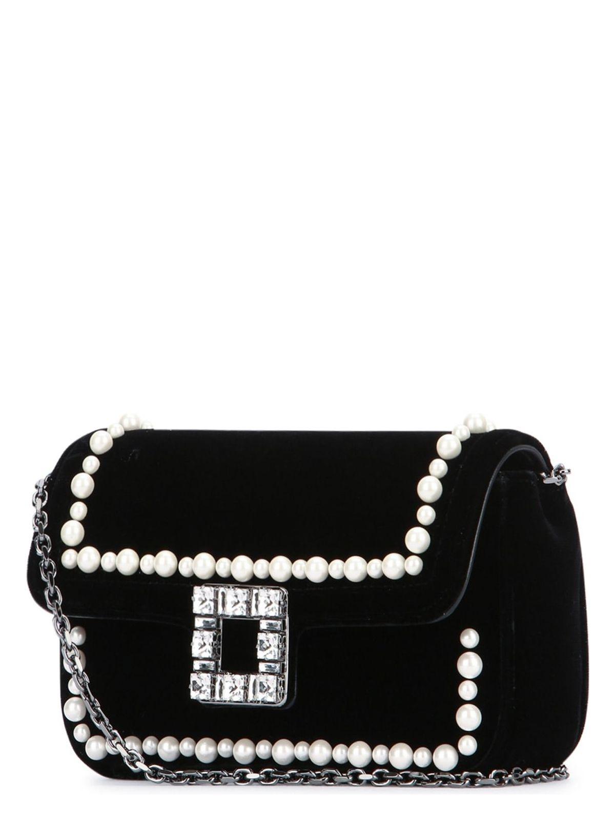 Roger Vivier Women's Jeu De Fille Velvet Clutch and Viv' Jeu De Fille Pearls