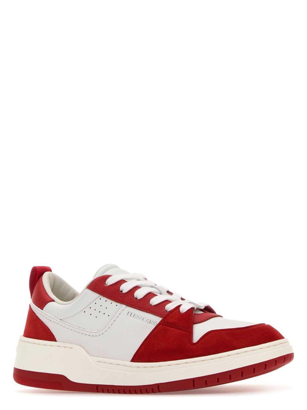 Ferragamo Women's Sneakers in Flame Red with White Accents
