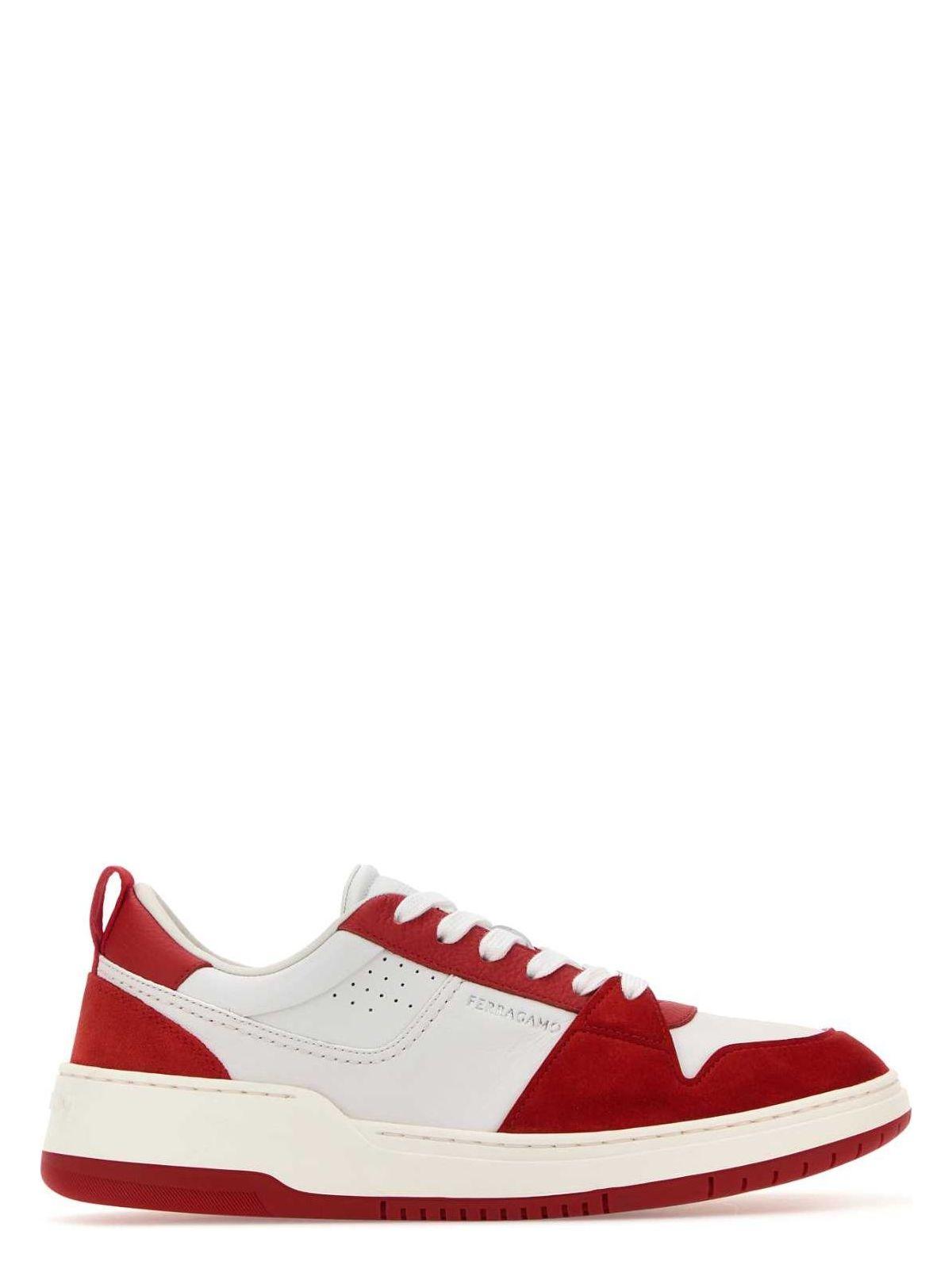 Ferragamo Women's Sneakers in Flame Red with White Accents