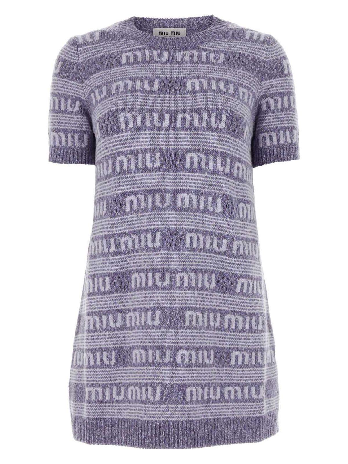 Miu Miu Women's Embroidered Wool Blend Mini Sweater Dress
