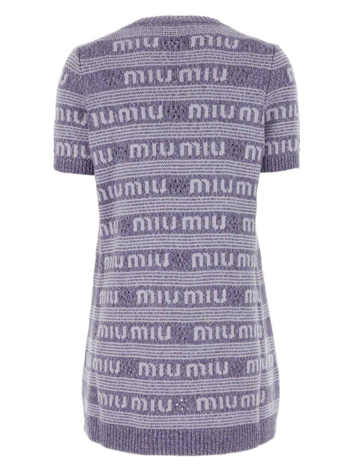 Miu Miu Women's Embroidered Wool Blend Mini Sweater Dress