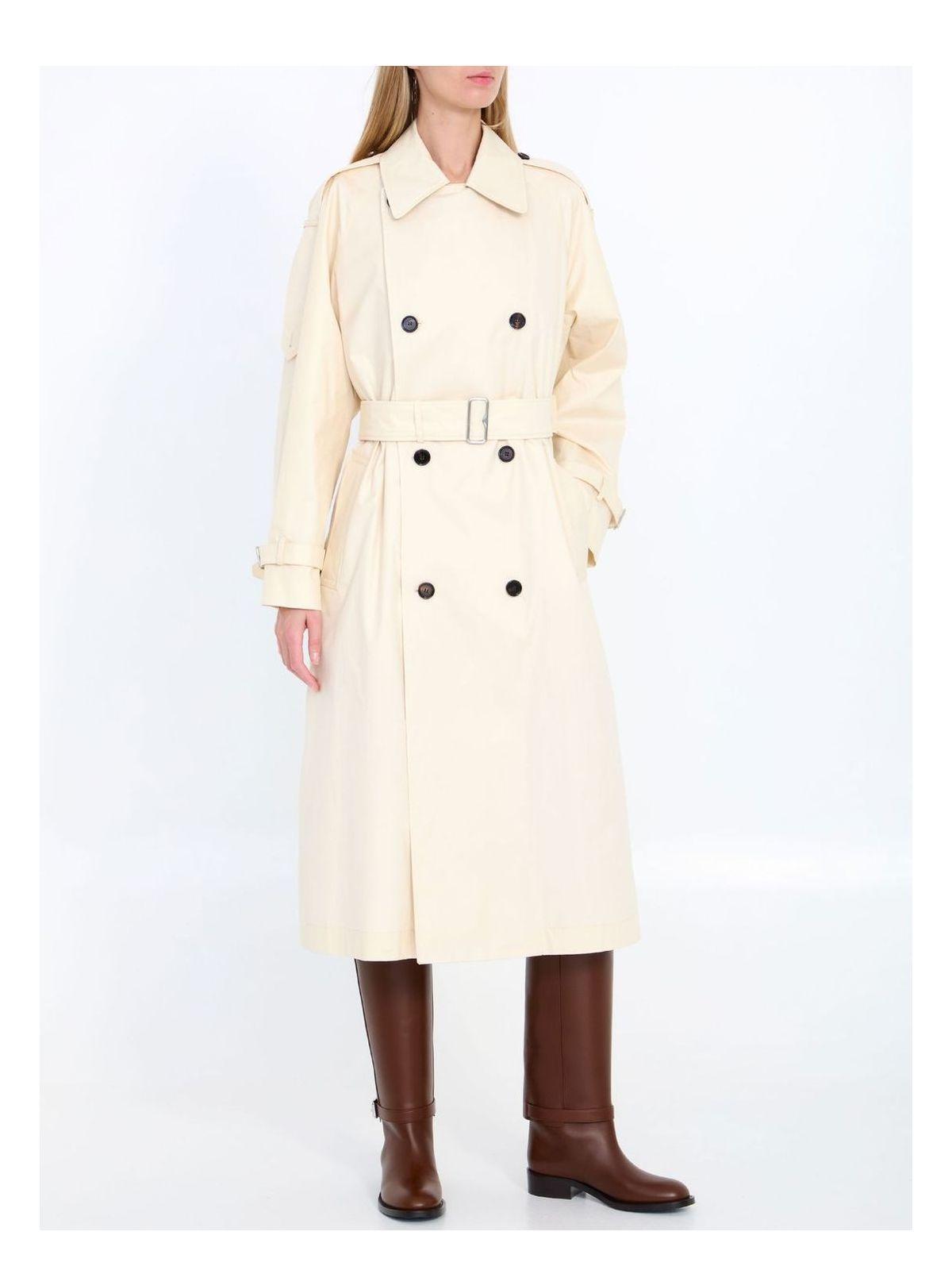 Burberry Women's Light Beige Cotton Double-Breasted Trenchcoat and Ivory Gabardine Trench Coat