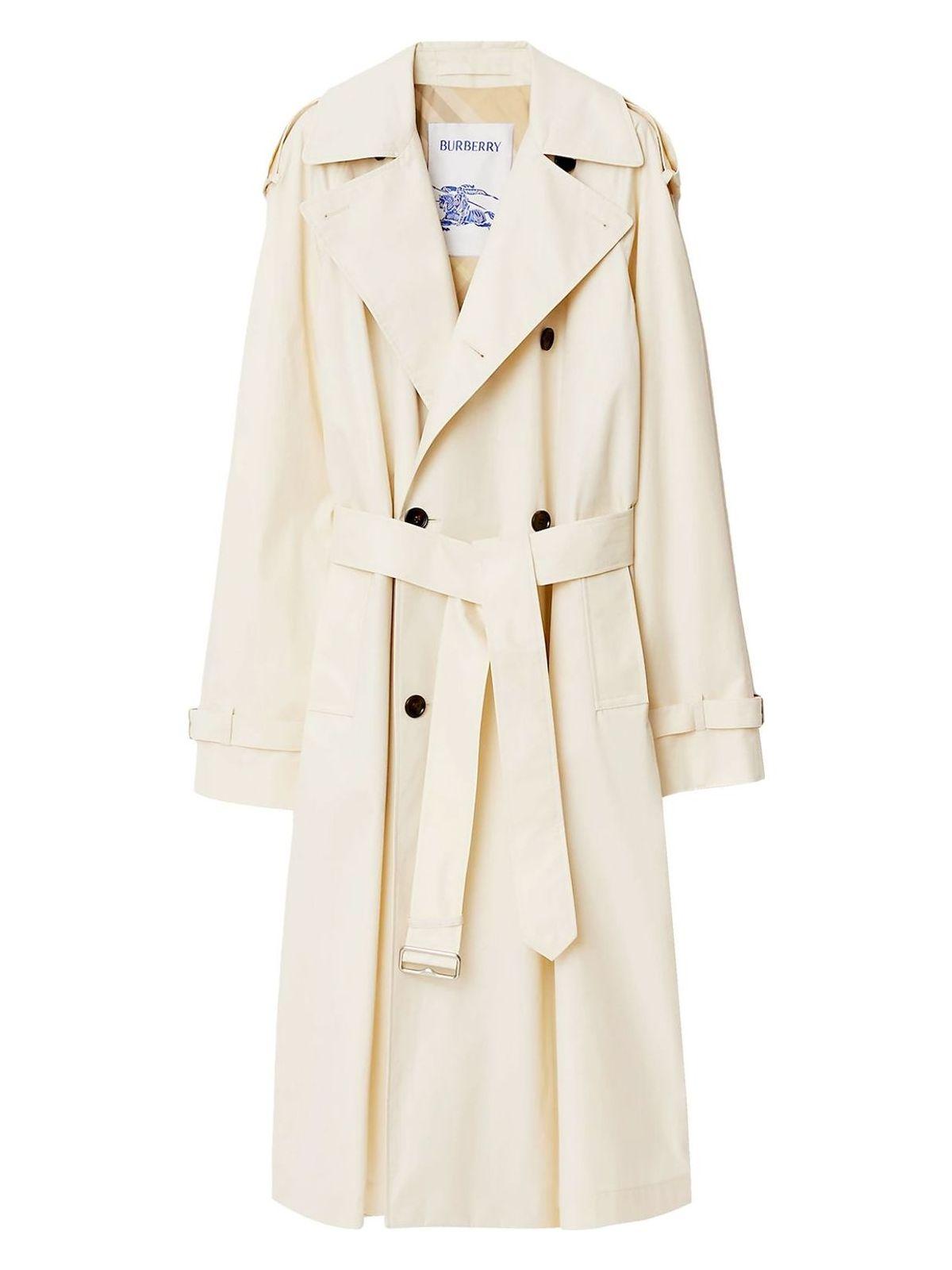 Burberry Women's Light Beige Cotton Double-Breasted Trenchcoat and Ivory Gabardine Trench Coat