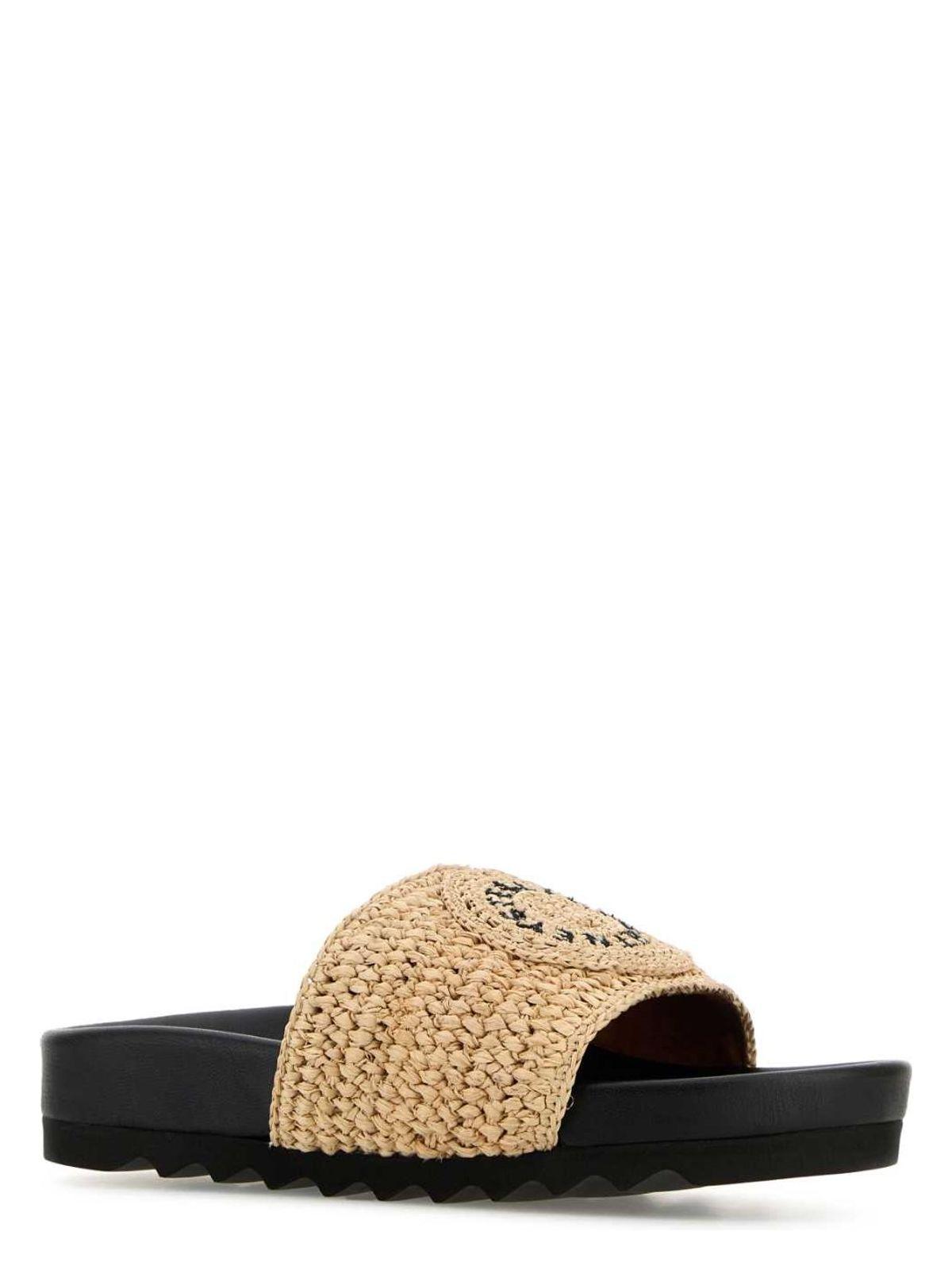 Stella McCartney Raffia Elyse Slippers Sandal in Beige O Tan